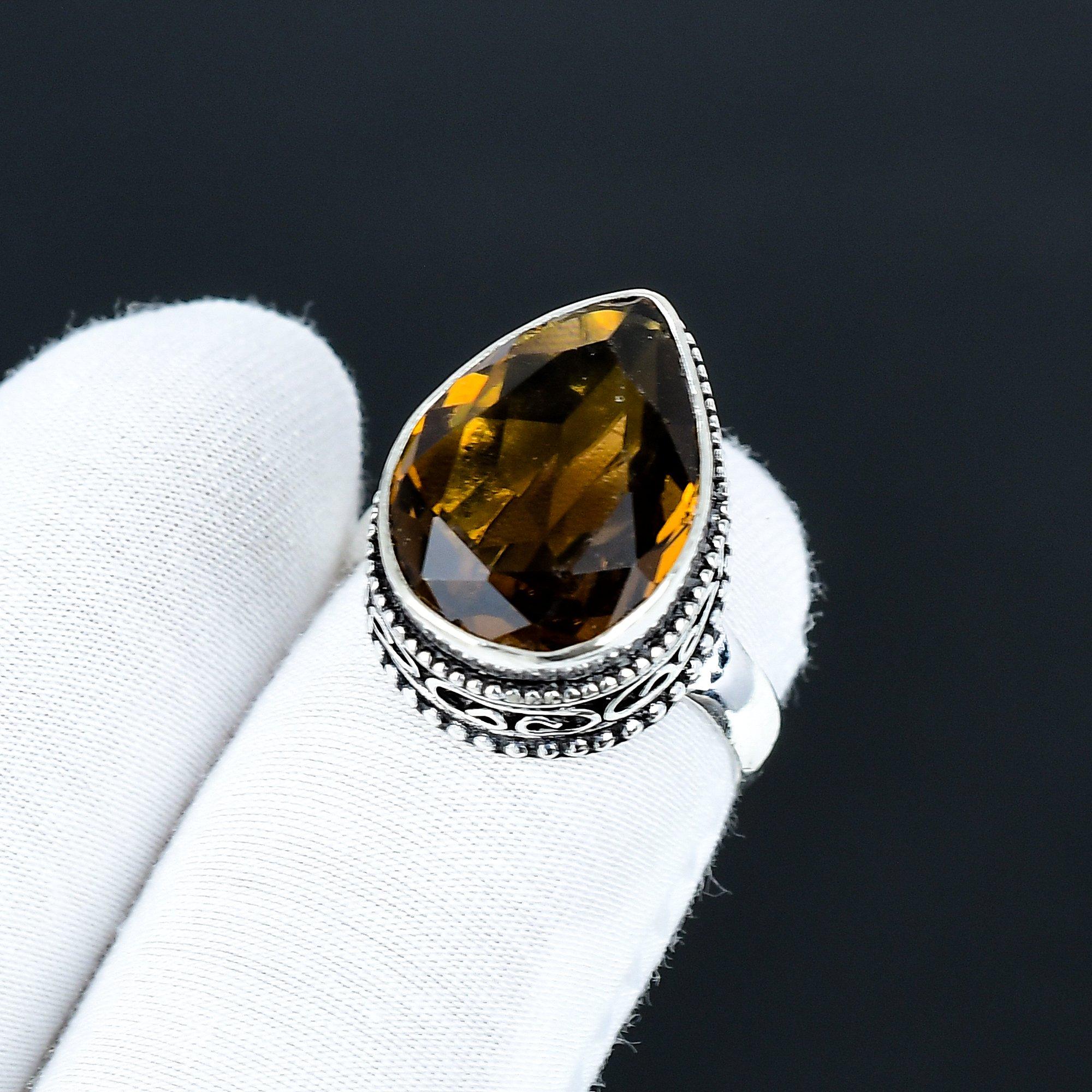 

Кольцо с драгоценным камнем Дымчатый топаз, Ювелирное изделие из стерлингового серебра 925 пробы, Кольцо ручной работы, Серебряное кольцо с Дымчатым топазом, Подарки на день рождения на Рождество US 16 коричневый