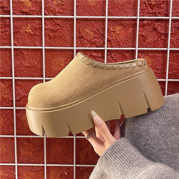 Boken Bag Head Half Slippers Women's Outer Wear 20025 New Autumn and Winter Thick Bottom Height Increase Shorty Le Lazy Muller Slippers