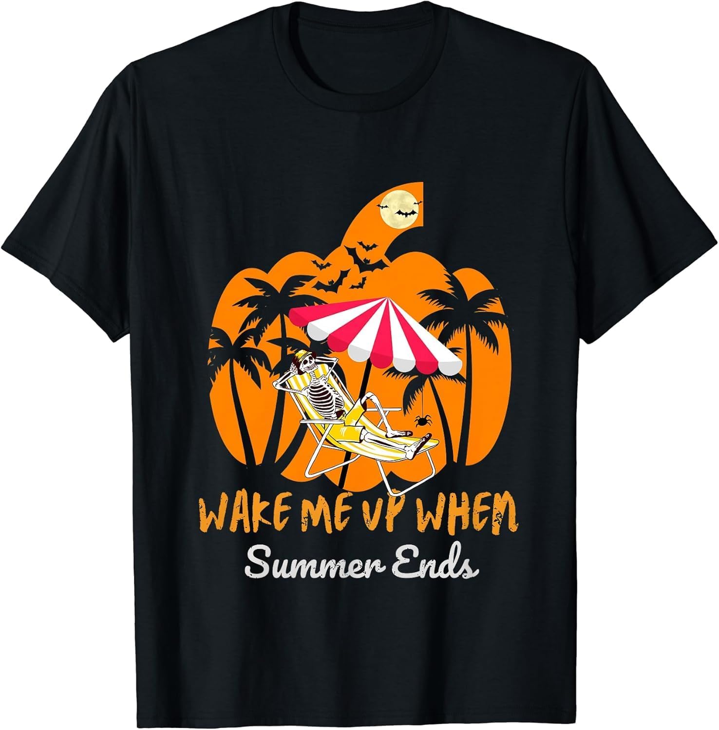 Summerween Beach Pumpkin Skeleton Funny Halloween Holiday Tshirt For Unisex Unisex Kids 100 Cotton Trendy Y2k Shortsleeve Tee S