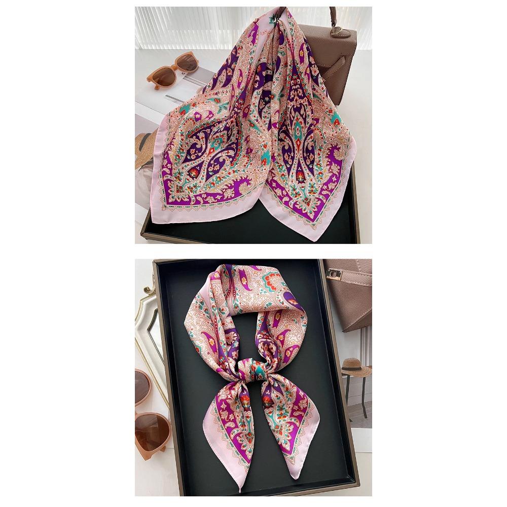 Imitation Silk Square Scarf For Women, Spring/Summer Luxury Bandanna Decorative Scarf,Hair, Head Band Neckerchief