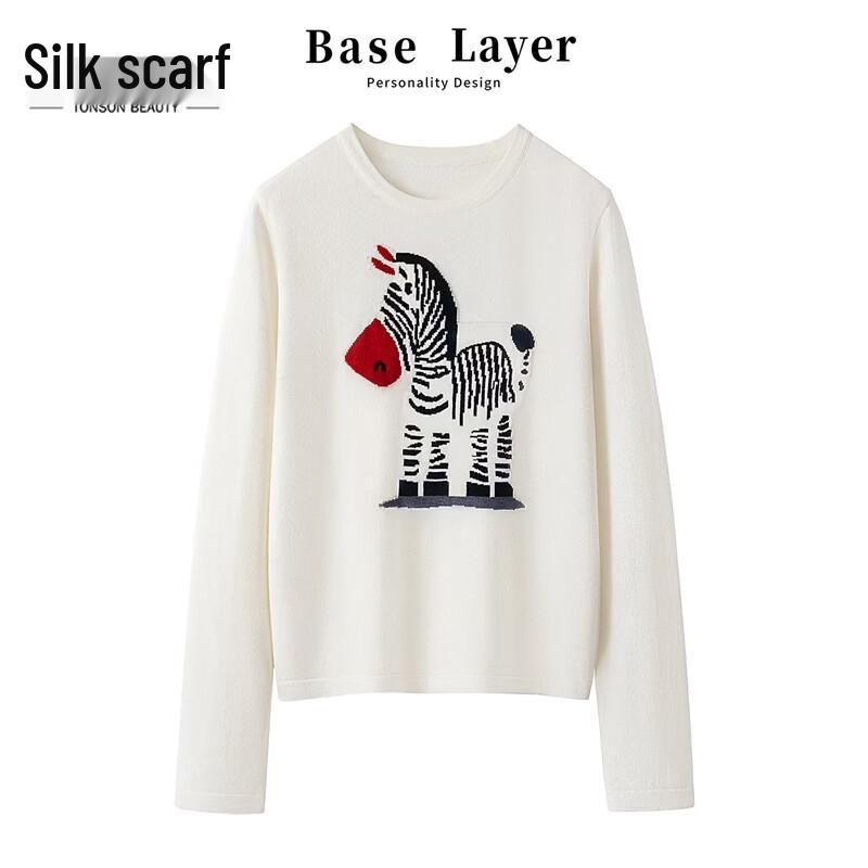 Women s Loose Fit Round Neck Cartoon Long Sleeve Top One Size