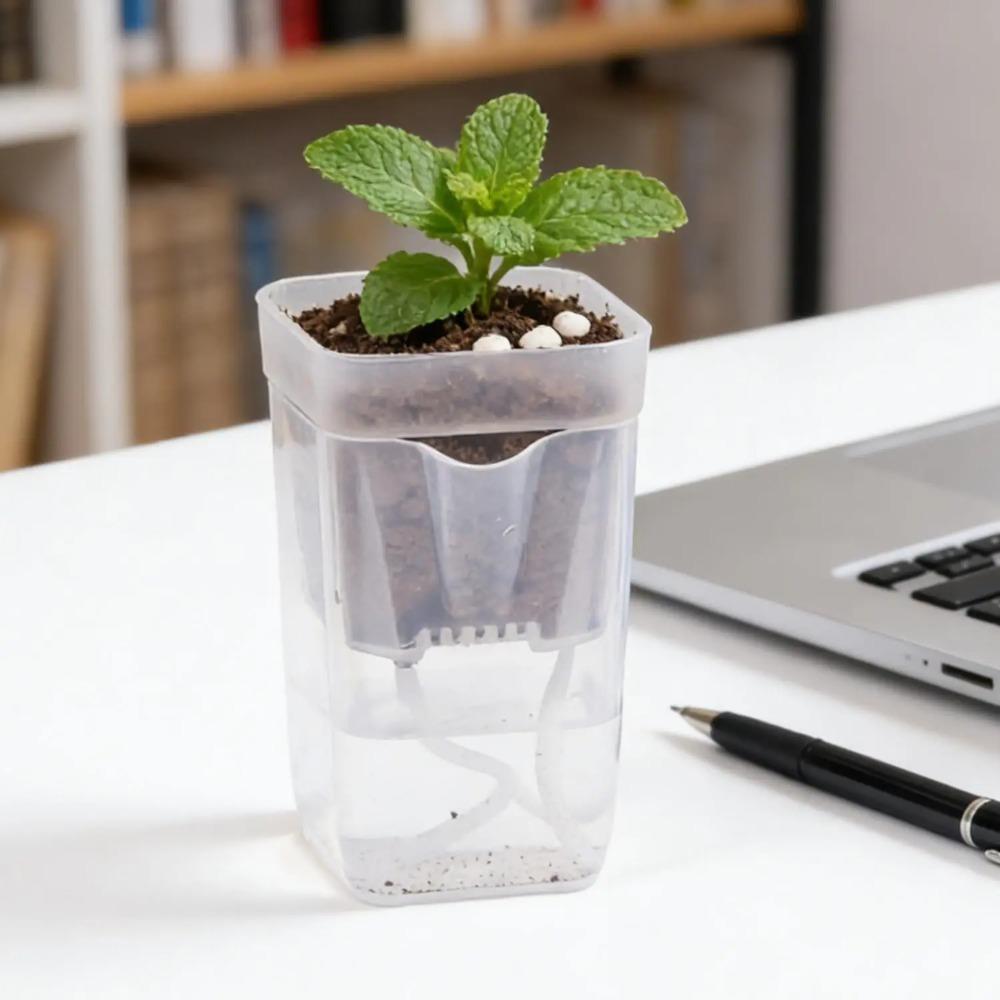 Scale Self Watering Pots Watering Nursery Pot with Drainage Holes Translucent Plastic Planters Mini Flower Seedlings Pot