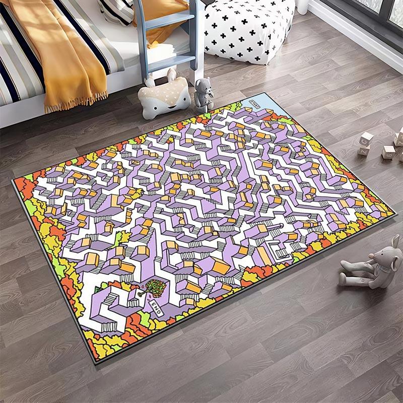 "Colorful Abstract Geometric Pattern Carpet, Bright Home Decor Rug" Suitable for Use As an Anti-slip for Living Room Bedroom Sofas