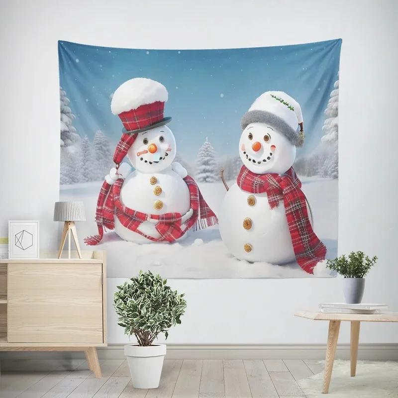 Christmas New Year Snowman Pattern Tapestry Living Room Sofa Home Decor Tapestry