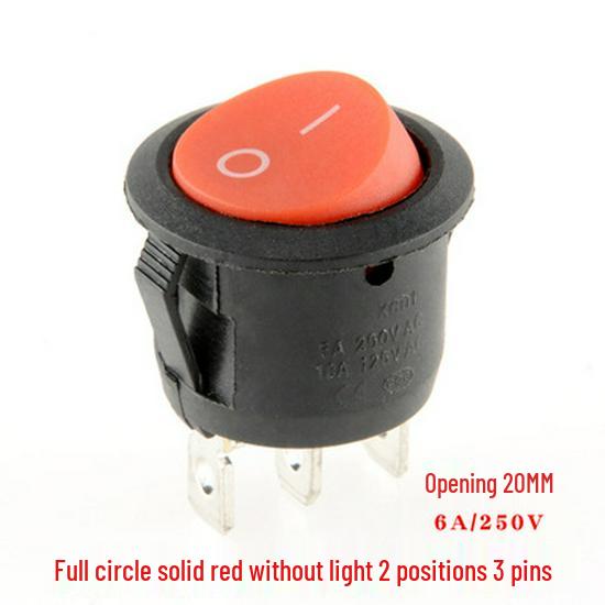 KCD1 Тумблер: Круглий, Підсвічений, 2/3/4-контактний, 2/3-позиційний, 6A 250V, Отвір 20 мм.