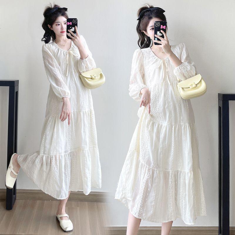 Korean-Style Plus Size Apricot Maternity Dress – Spring/Summer 2025 Collection