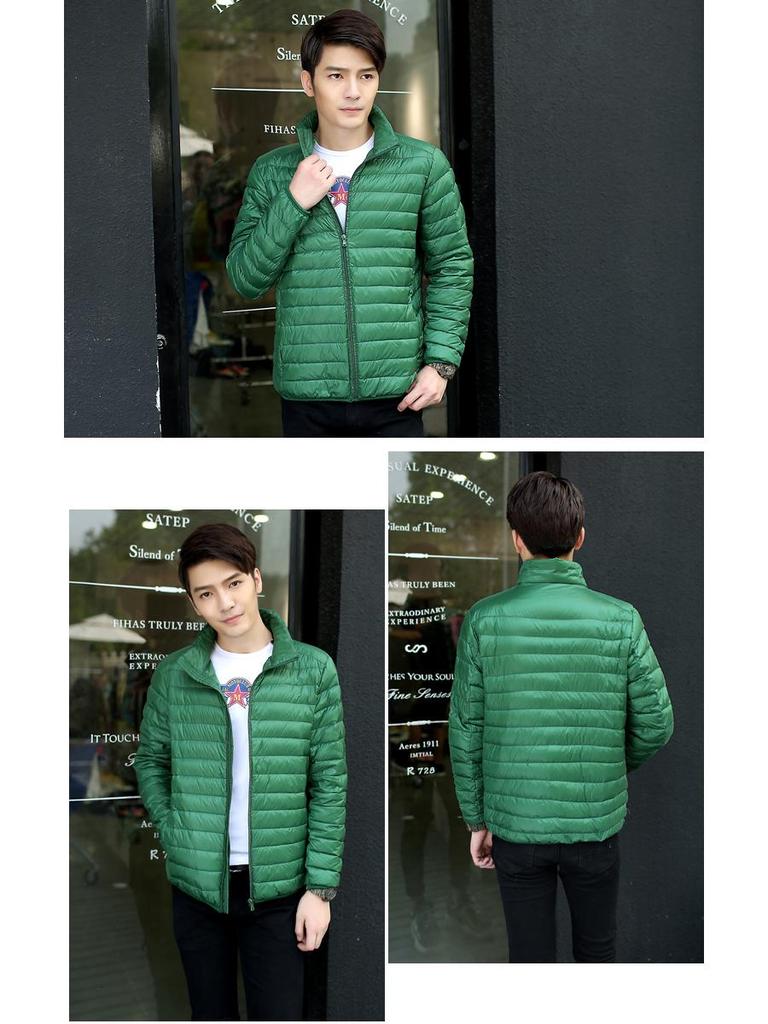 Men's Lightweight Down Jacket, Stand Collar, Slim Fit, Plus Size, Autumn/Winter Collection, Casual Short Coat