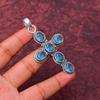 Blue Topaz Gemstone Cross Shape Pendant : 925 Sterling Silver Handmade Jewelry Pendant
