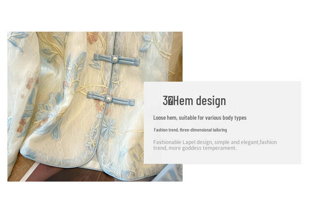 Silk Embroidered Retro Plus Size Long Sleeve Jacket - Flaw Concealer & Age Reducer