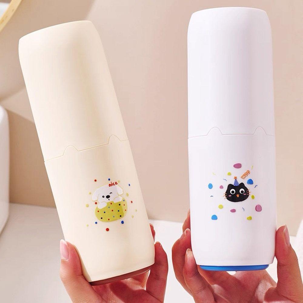 Bottom Drain Toothpaste Cup Holder Portable Dopamine Toothbrush Storage Box  for Bathroom Storage