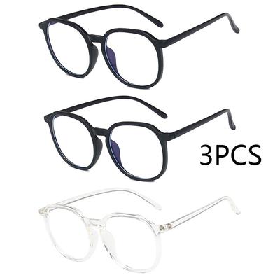 3PCS Anti Radiation Glasses for Women Replaceable Lens Retro Round Eyewear Blue Light Blocking