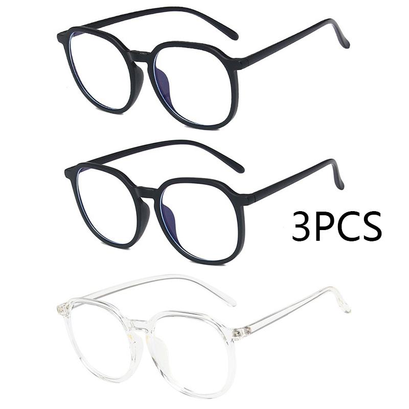 3Pcs Anti Radiation Glasses For Women Replaceable Lens Eyeglass Retro Round Eyeglasses