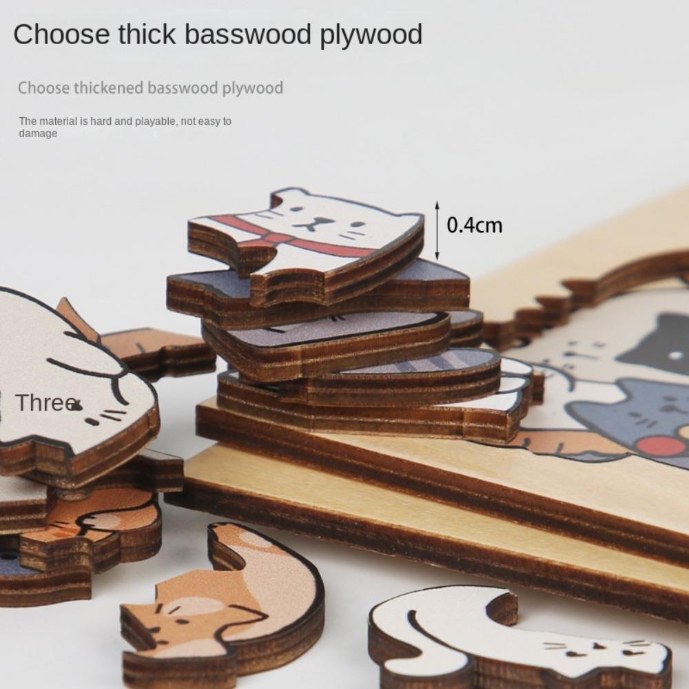 Cat Cartoon Shape Puzzles Wooden Animal Shape Puzzles Animal Jigsaw Puzzles  Montessori Toys