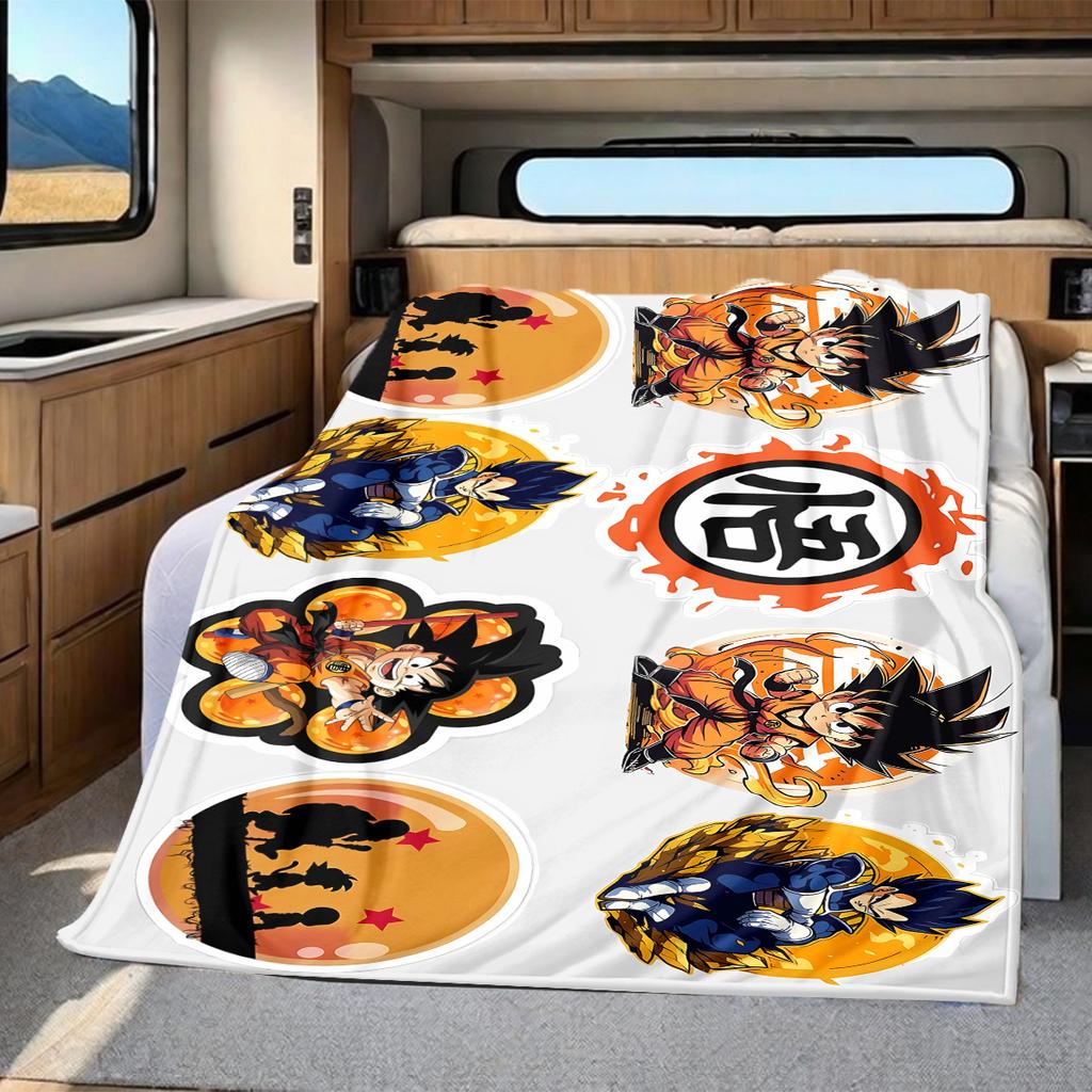 1PC Son Goku  Print Flannel Blanket, High quality All Seasons, Home Decor, Warmth and Comfort, Perfect for Christmas Gifts