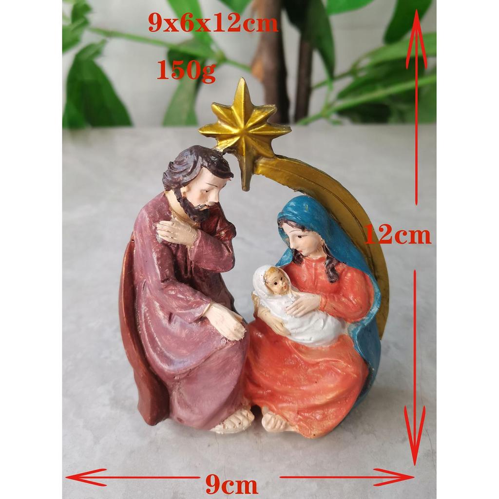 Holy Family Nativity Statues Birth of Jesus Figurine Small Resin