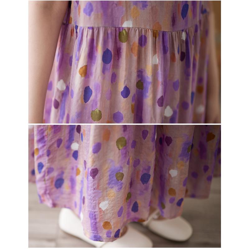 DIMANAF 2025 New Summer Women Plus Size Loose Vintage Dot Printing Dress Basic Sundress Casual Long Dress