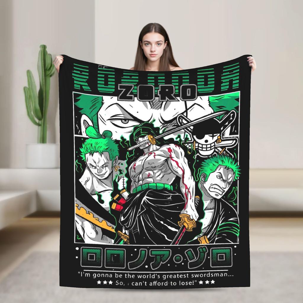 Luffy Anime Manga Coral Fleece Plush Throw Blanket Zoro Blanket for Home Couch Super Warm Bedding Throws,