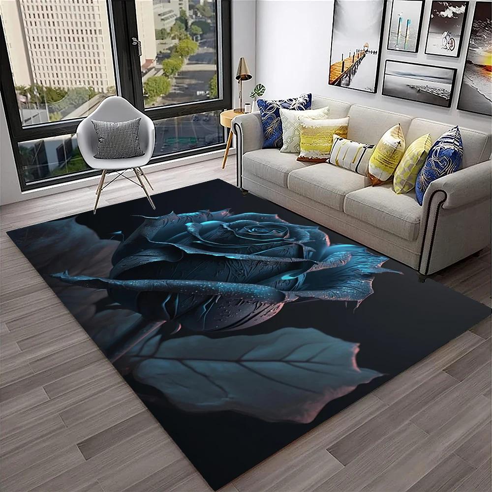 Nordic Love Rose Flowers Daisy  Carpet Rug for Home Living Room Bedroom Sofa Doormat Decor,kids Play Area Rug Non-slip Floor Mat