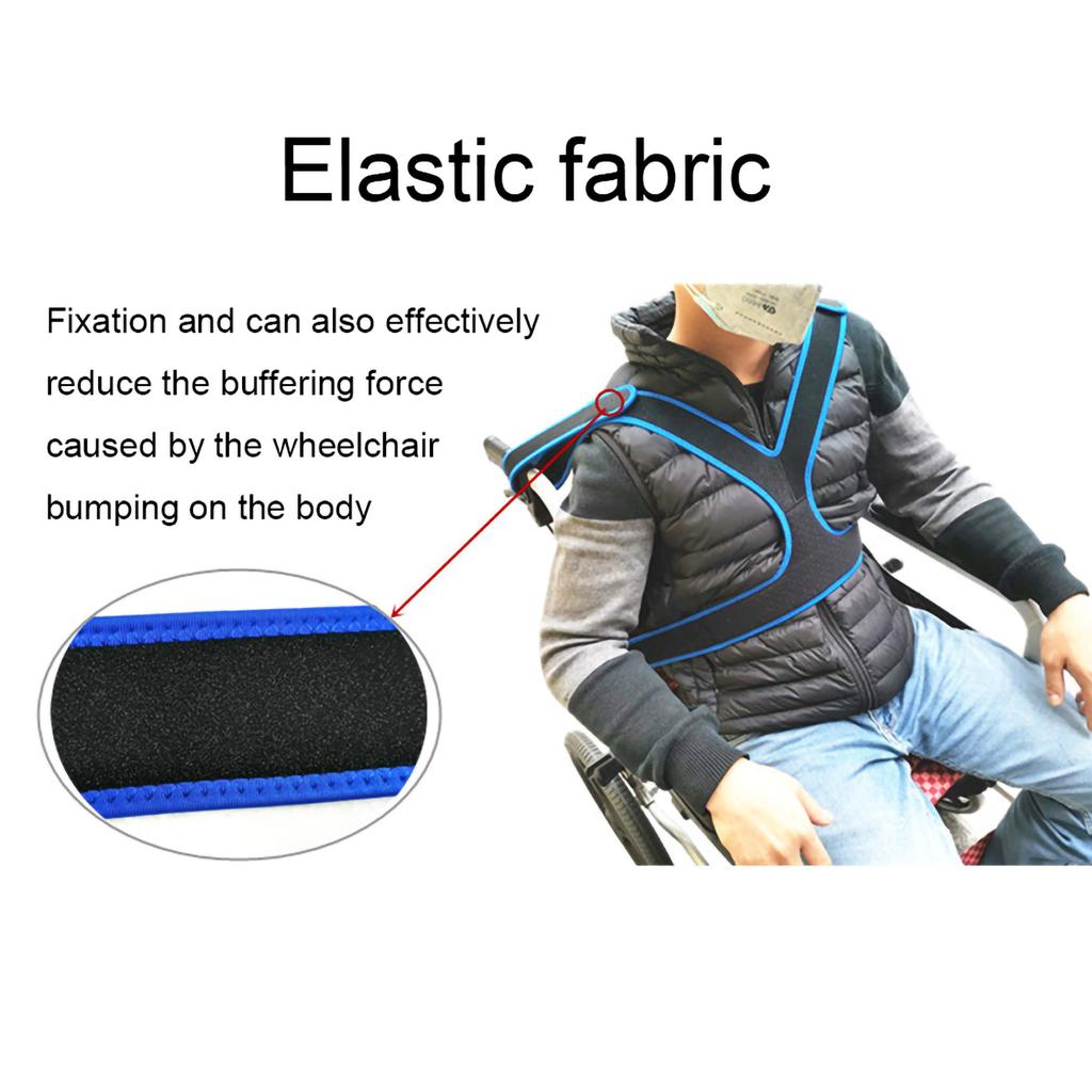 Wheelchair Belt Anti Slip Elastic Breathable Wheelchair Fixing Belt Harness Strap(Black )