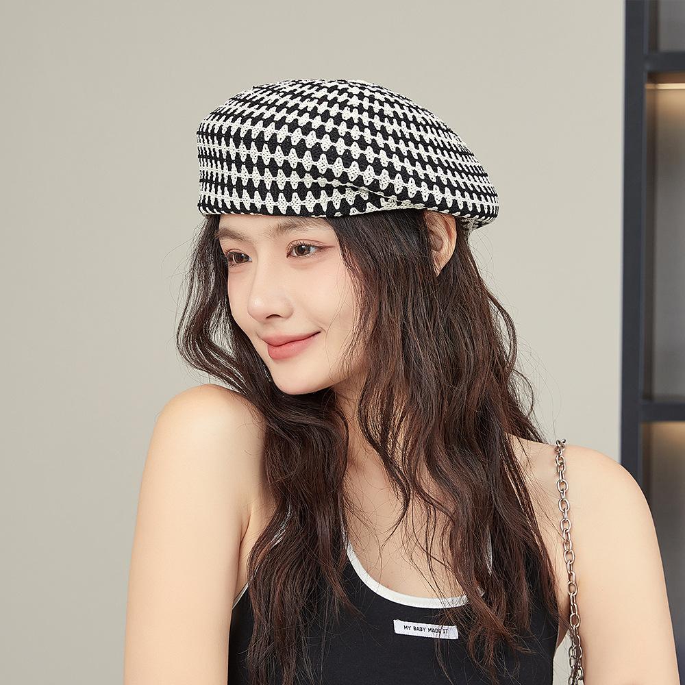 Summer Female Beret Painter's Hat Korean Pattern Trendy Knitted Breathable Tourist Beret