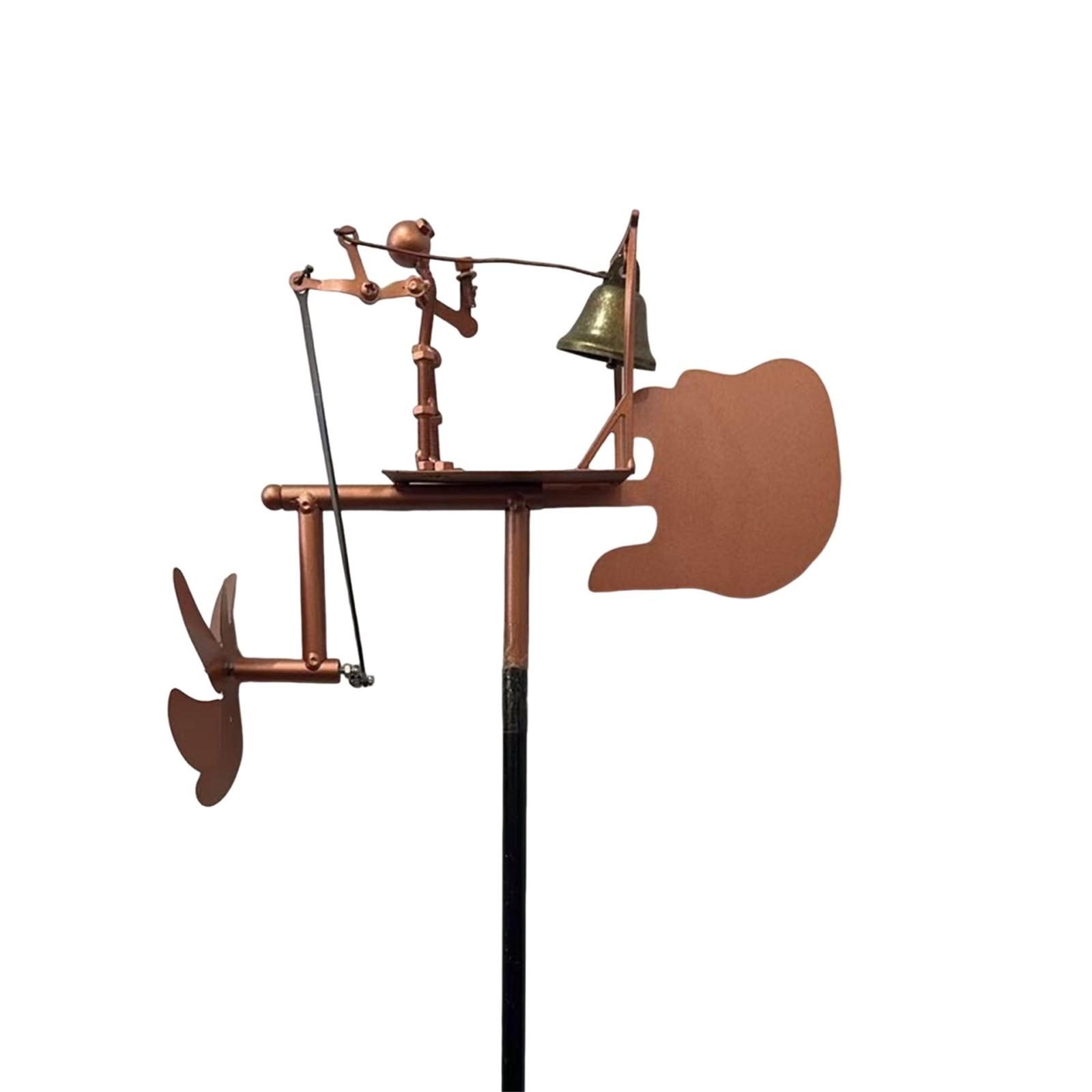 Ручная работа, Металлический ветряк-барабанщик, Садовое украшение «Ветряк-барабанщик», Музыкальные фигурки перкуссионистов, Забавная скульптура на ветру One Size