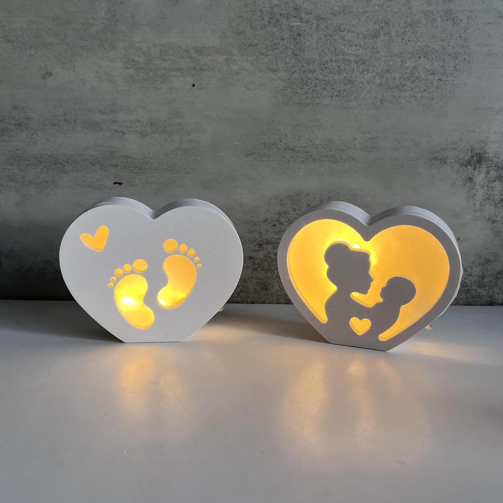 Mother's Day Heart-shaped Ambient Light Silicone Mold Mama Love Mother Portrait Decorative Plaster Drip Mold