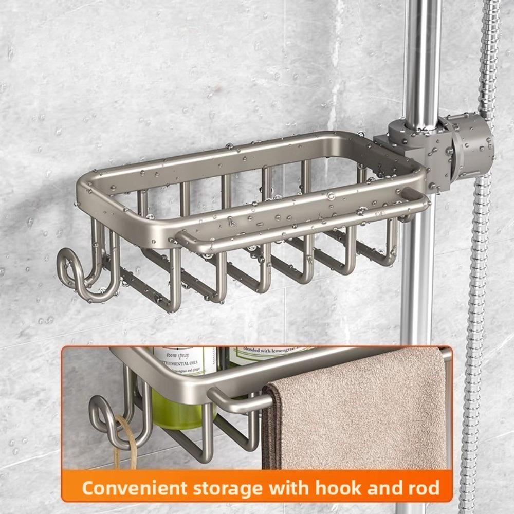 Bathroom Non Perforated Shower Storage Rack Shower Rod Rack Soap and Shampoo Storage Rack