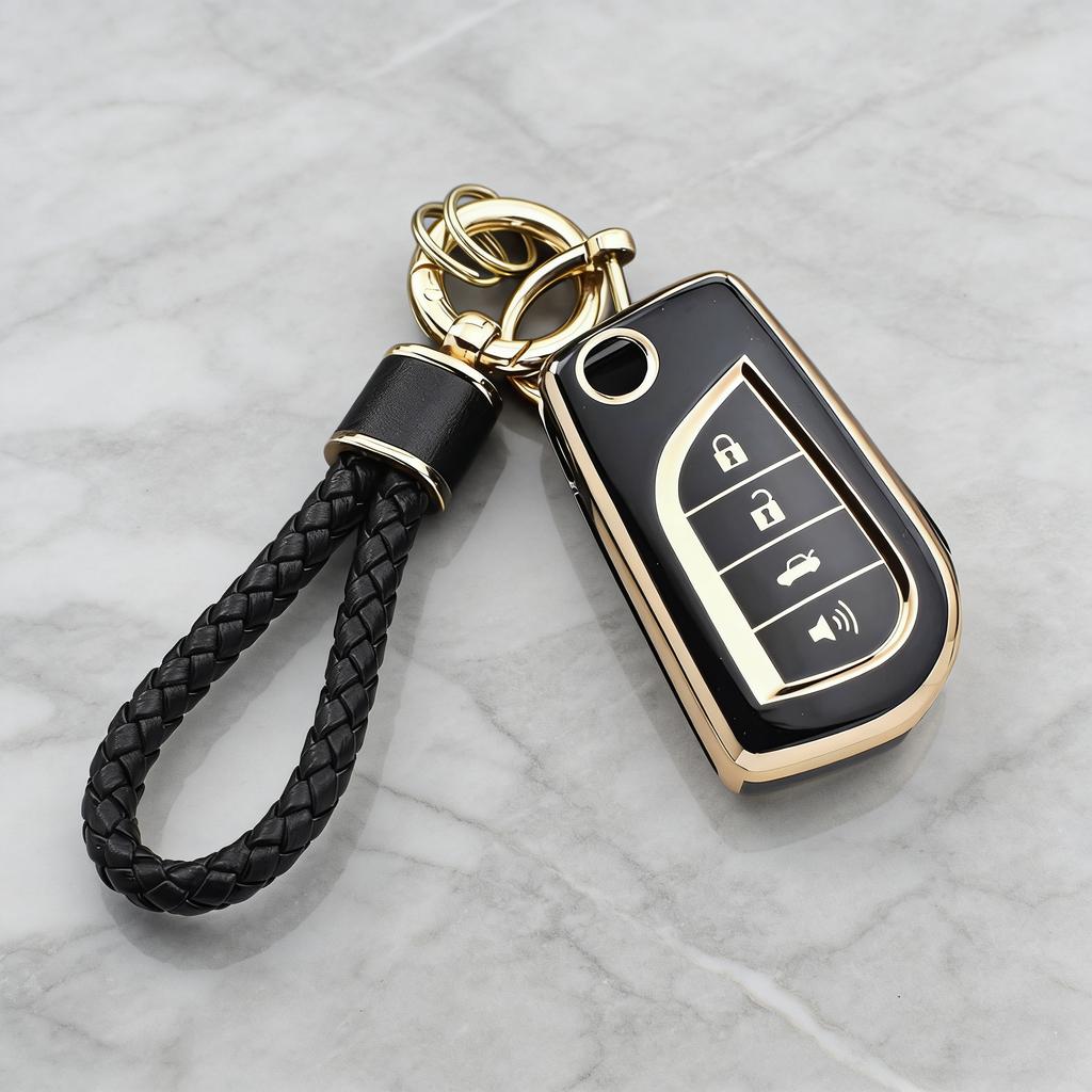 4 Buttons Soft Tpu Car Key Shell For Toyota Hilux Corolla Prado Fortuner Rav4 C-Hr Avensis | Anti-Scratch Key Case With Key Ring