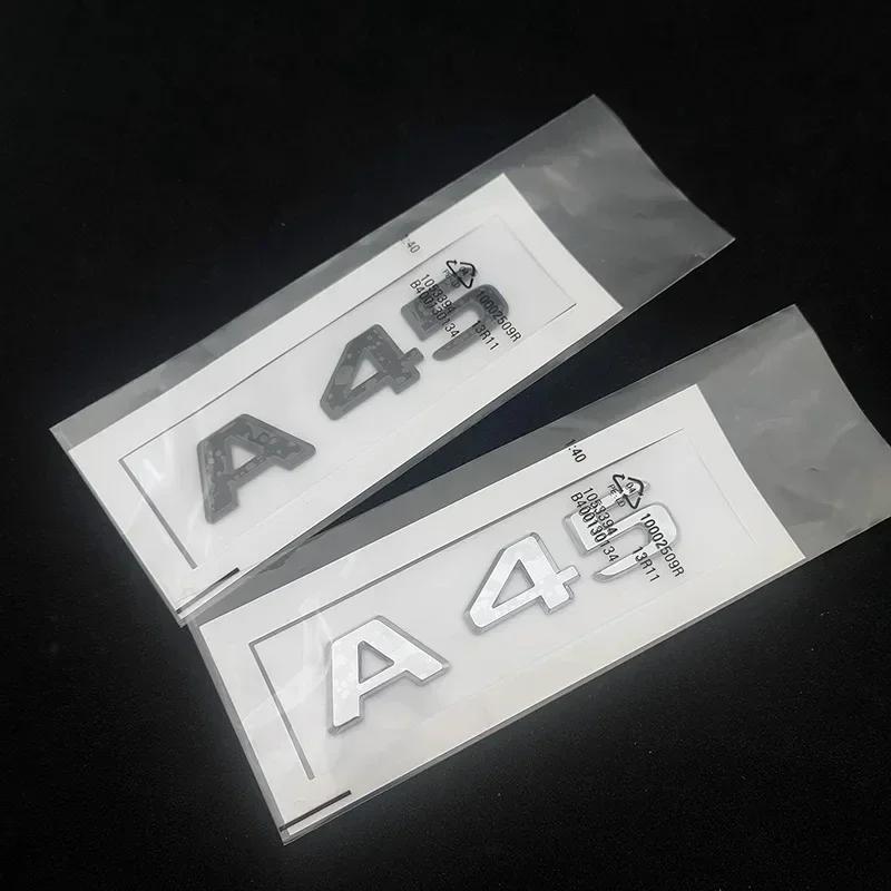 A45 Car Sticker Rear Trunk Letters Badge Emblem Chrome Black Logo 3D Stickers Auto Accessories For Mercedes A45 AMG W176 W177 14-16