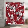 Red Floral Shower Curtain with Black White Flowers for Bathroom Decor Modern Home Textile Decoration Size Customizable 180cm X 1