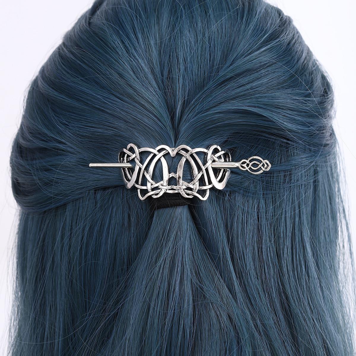 

1pc Vintage Silver Celtic Knot Hairpin Niche Punk Style Metal Hairpin Gothic Style Personalized Design Exquisite Headwear