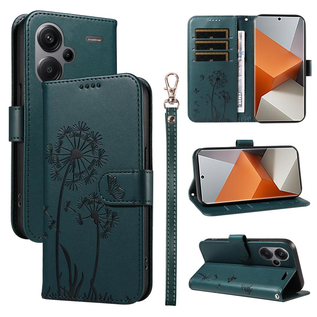 Für Xiaomi Redmi Note 13 Pro+ 5G Lederhülle mit Löwenzahn-Motiv