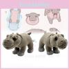 Adorable Moo Deng Plush Hippo Doll Soft Stuffed Animal In Brown With Pp Cotton Filling