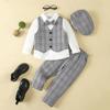 Spring/Autumn Boys' Formal Vest Set: Flower Boy Host Outfit, Children's Performance Suit, 1-Year-Old's Costume