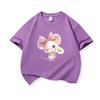 Kids Cotton T Shirt Adorable Mouse With Bow  Flower Print Crew Neck Short Sleeve Tee Casual Boys Girls Summer Tops