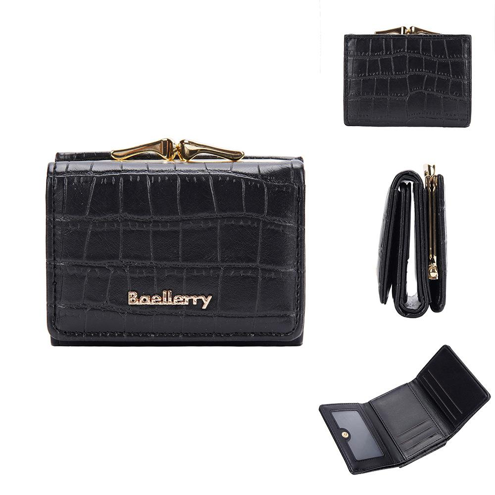 Baellerry Women's Billfold Short Wallet Stone Texture Trifold Purse Snap Closure Coin Purse Fashion Card Holder