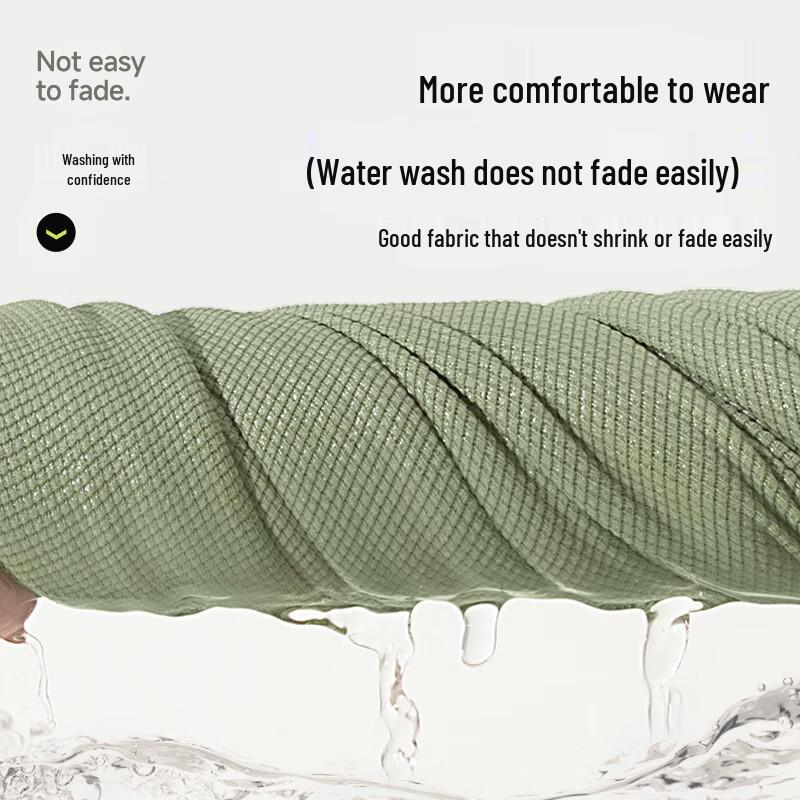 MINISO Men's Waffle Faux Two-Piece V-Neck Long Sleeve T-Shirt
