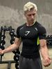 Top de alergare bărbătesc GYMSHARK cu uscare rapidă și potrivire strânsă - Respirabil, elimină transpirația, cu mânecă scurtă, îmbrăcăminte sportivă