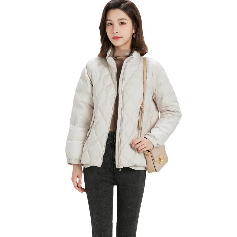 2024 autumn and winter new down jacket women's light and thin stand-up collar 90 white duck down fashion and thin short coat