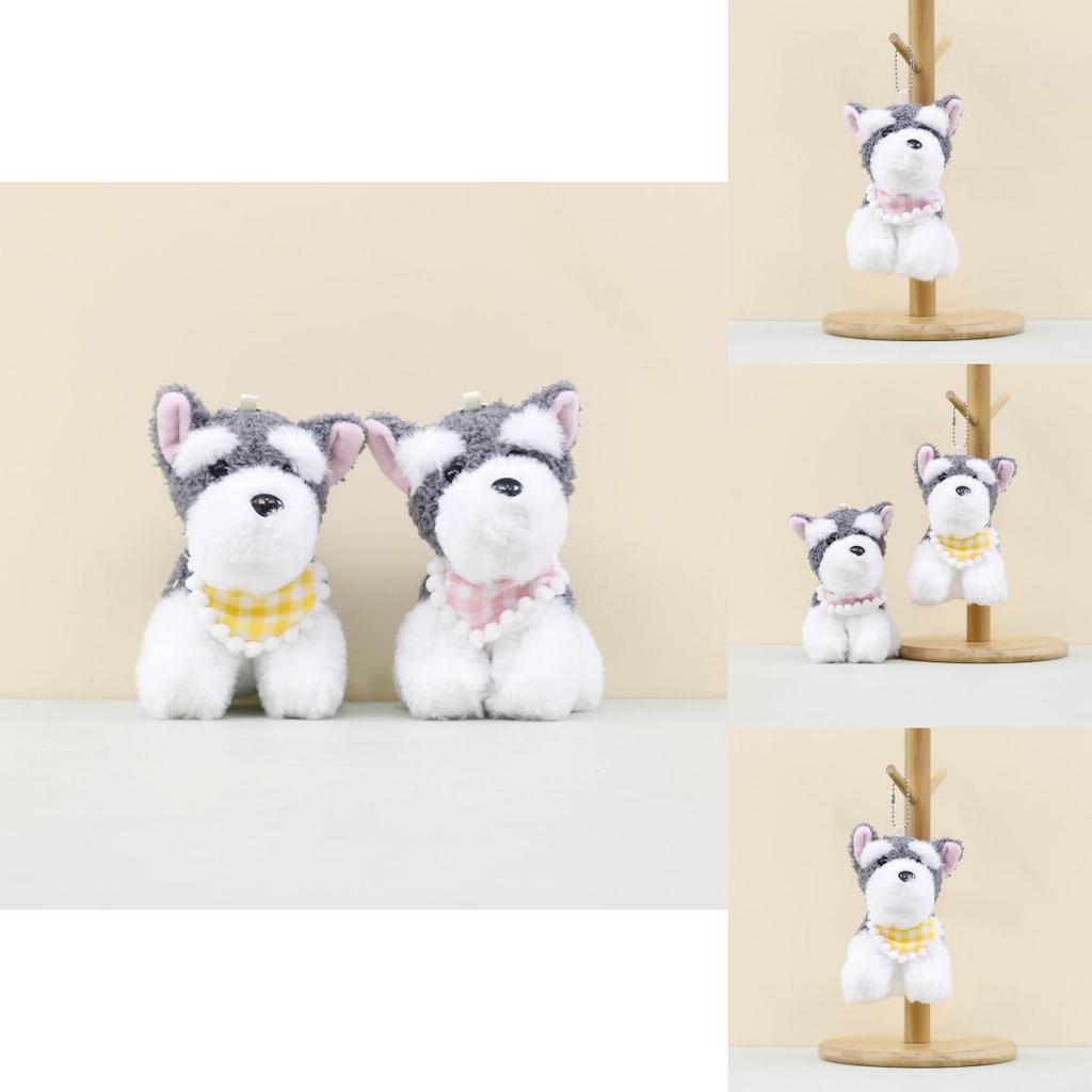 Cute Schnauzer Dog Plush Keychain Fluffy Toy Bag Charm West Highland Terrier