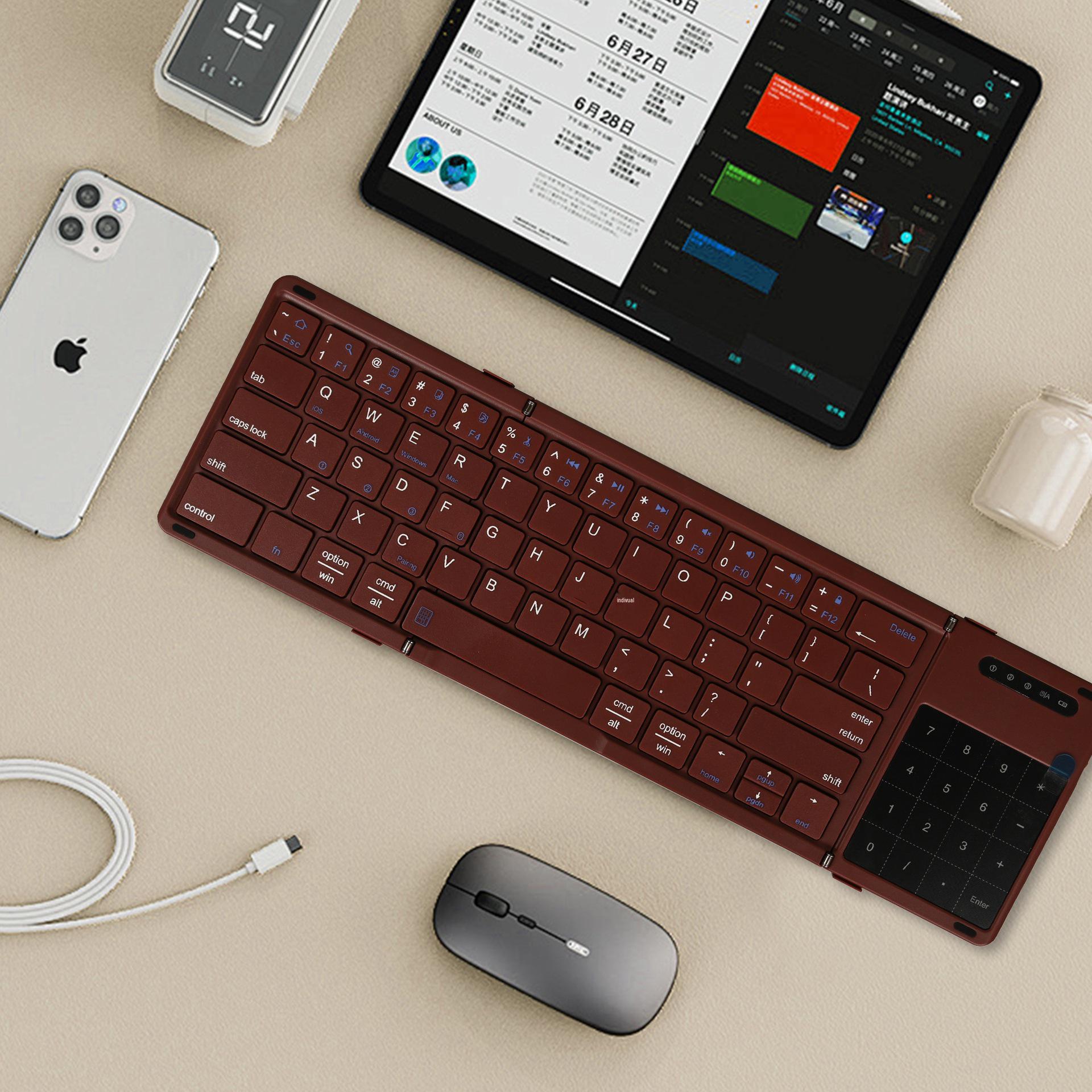 

B077T Ультратонкая складная беспроводная Bluetooth-клавиатура с тачпадом для бизнеса и офиса