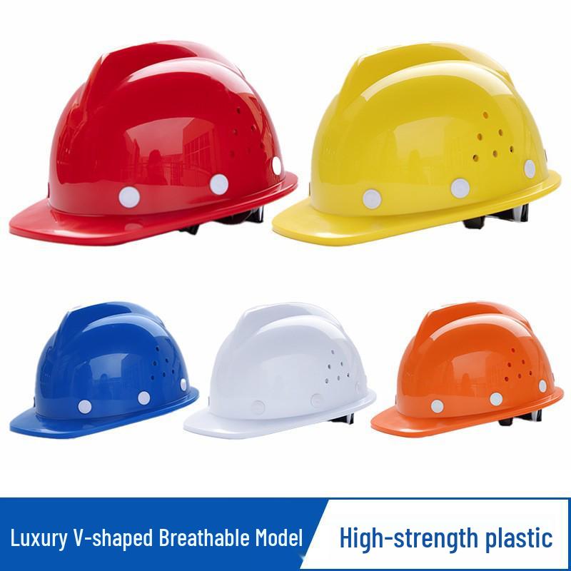 V-Shaped ABS Fiberglass Safety Helmet with Breathable Design and Custom Logo Printing