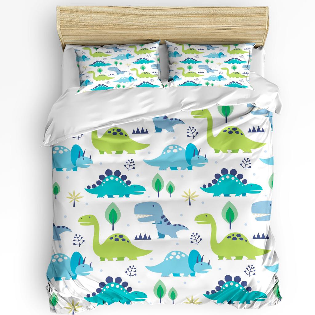 Kawaii Stars Hippo Baby Cute Animal White 3pcs Bedding Set For Double Bed Home Textile Duvet Cover Quilt Cover Pillowcase