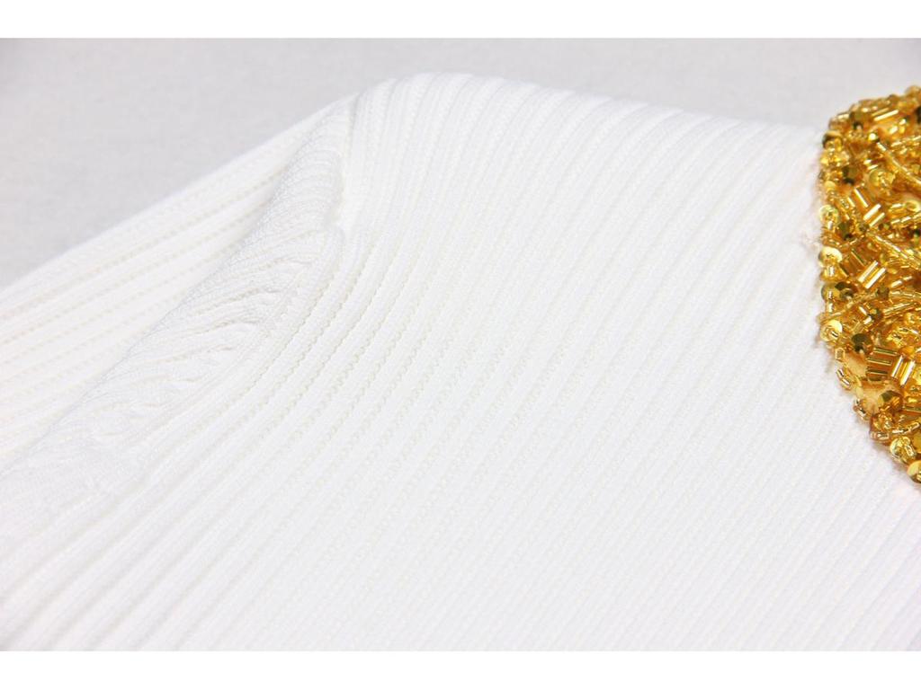 2025 Spring/Autumn Women's Beaded Knit Cardigan – Long Sleeve, Round Neck, Fashionable Design