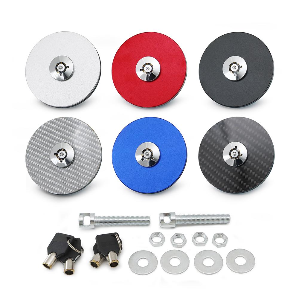 Universal Aluminum Alloy Engine Hood Cover Lock Key Pin Kit Quick Latch Release Engine Bonnets Carbon Fiber Style Latch