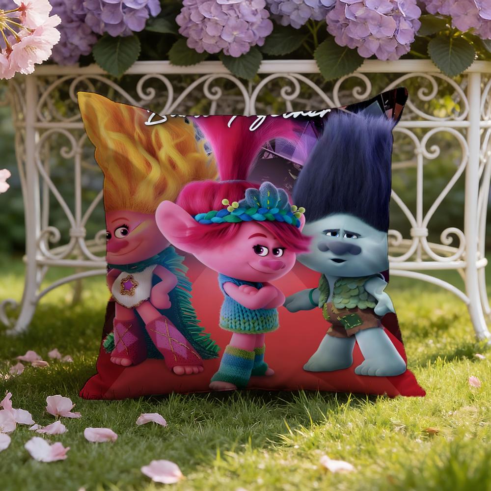 Anime T-TrollsS Cartoon Cushion Cover Home & Car Dual-Scene Pillow Cover: Reversible for Premium Comfort