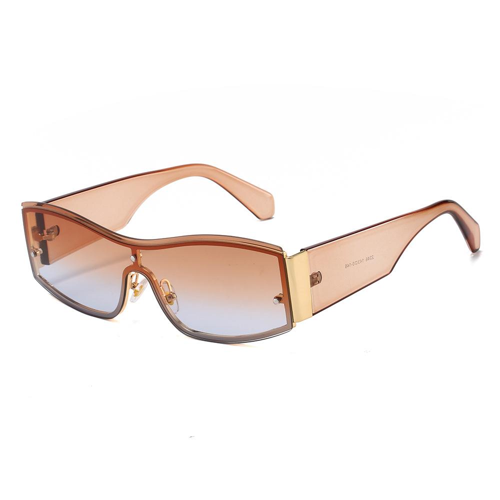 Fashionable Metal Sunglasses For Men And Women Hip Hop Style One-Piece Outdoor Uv Protection Shades Trendy Sun Glasses