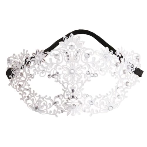 

Aquamie Venetian Mask, Sexy Iron Mask, Disguise Eye Mask, Stylish Half Mask, Costume Mask for Adults (White Flower)