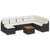 Set Divano da Giardino 9 Pezzi con Cuscini Polyrattan Nero