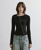 TREEMINGBIRD Asymmetric Hook Long Sleeve Top [ Black ]